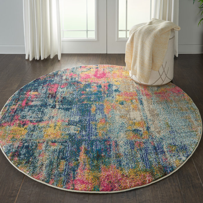 Ivy Bronx Velva Performance Blue/Yellow/Pink Rug & Reviews Wayfair
